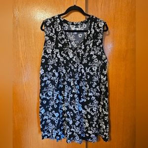 Black and white floral babydoll dress